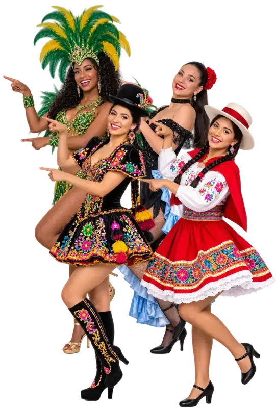 Bailarinas culturales señalando los planes