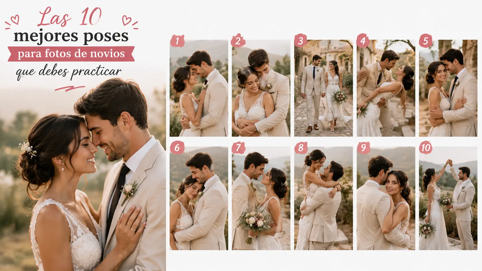 Las 10 mejores poses para fotos de novios que debes practicar