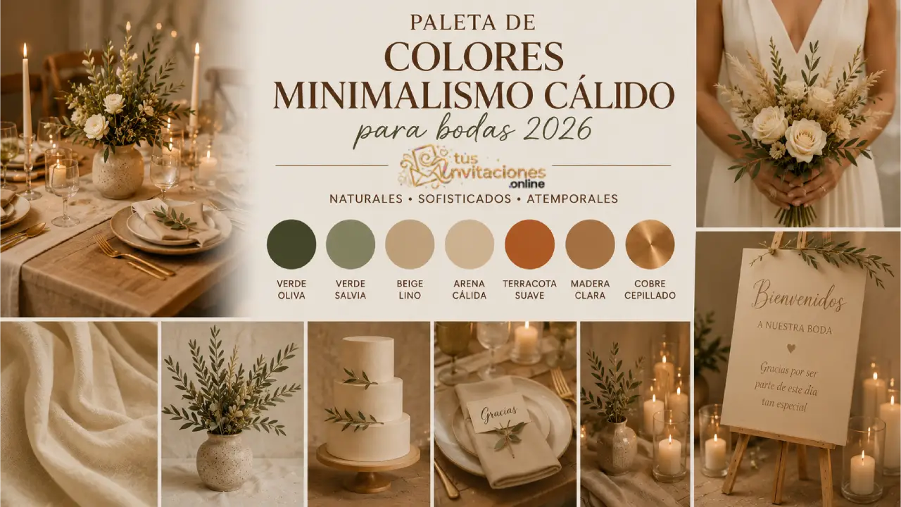Decoración minimalista cálida para bodas 2026