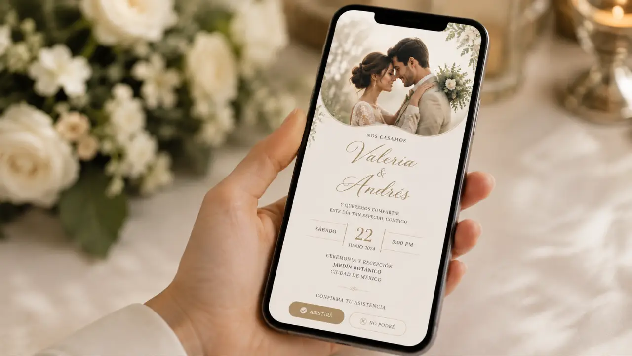 Diferentes combinaciones tipográficas en invitaciones digitales de boda